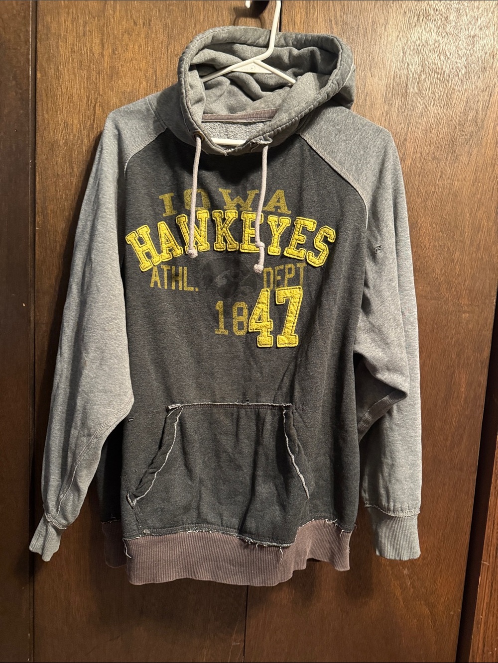 Iowa Hawkeyes Two-Tone Gray Zip-Up Hoodie